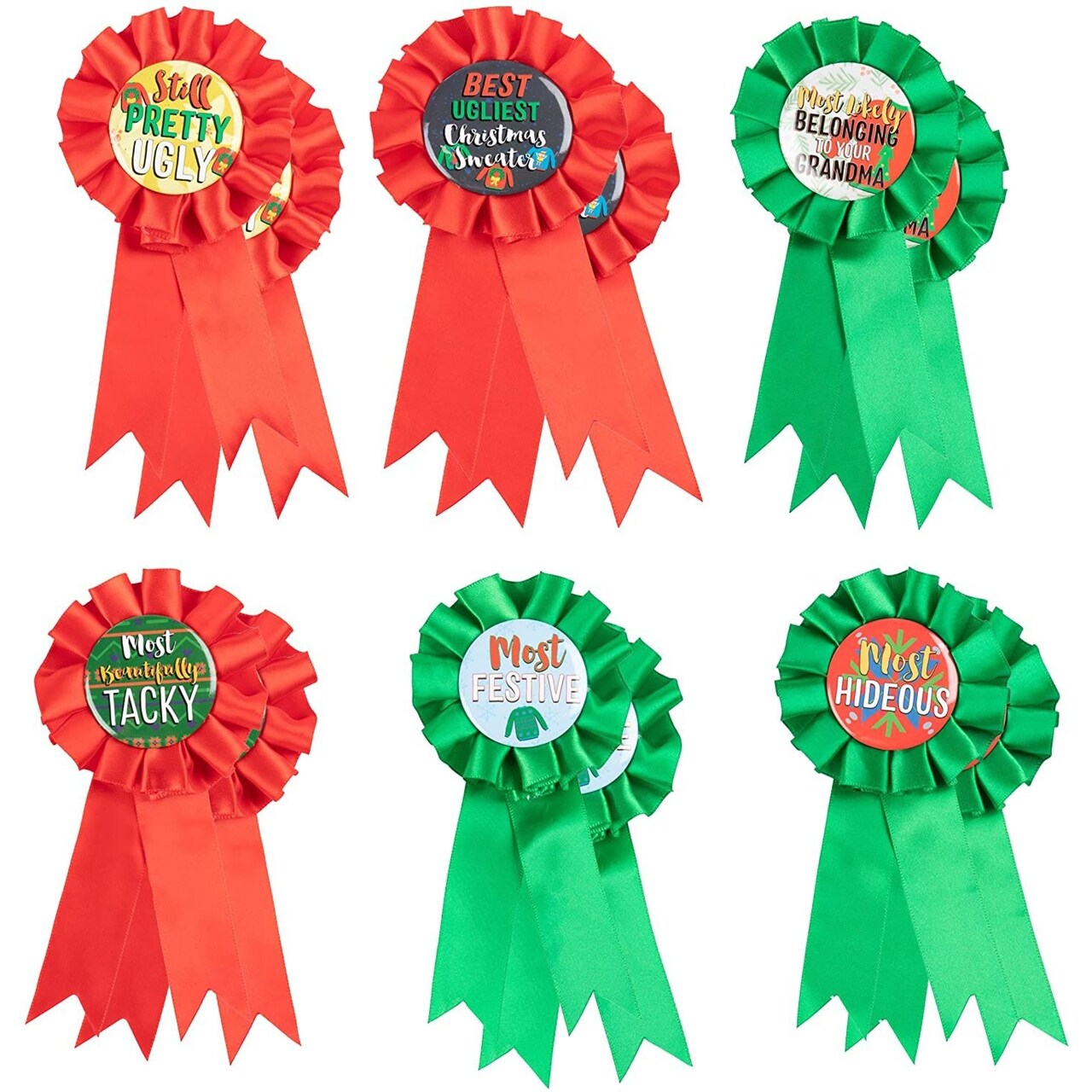 Ugly Christmas Sweater Award Ribbons Holiday Party Supplies 6